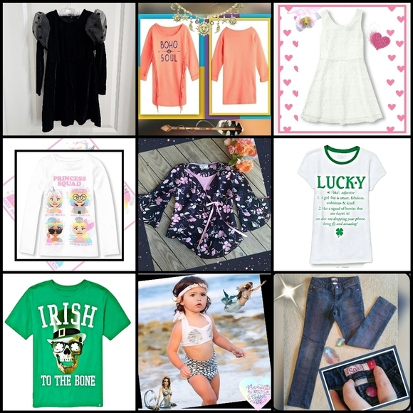 Girls Bundle 7/8 ✦ 3 Dresses 4 Tops Jeans Mermaid Swimsuit ✦ NWOT/EUC 9pc Lot - Picture 1 of 16